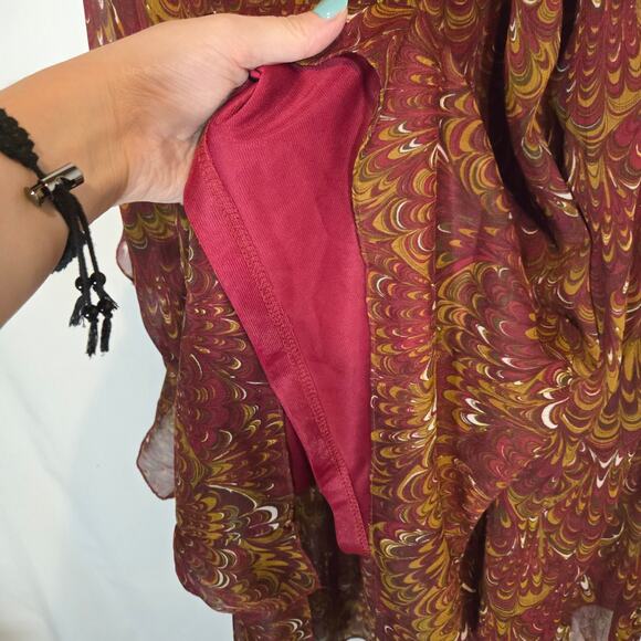 Krazy Kat Paisley Ruffle Midi Skirt Lined XXL Boho Office Career Romantic Sheer - Picture 6 of 6